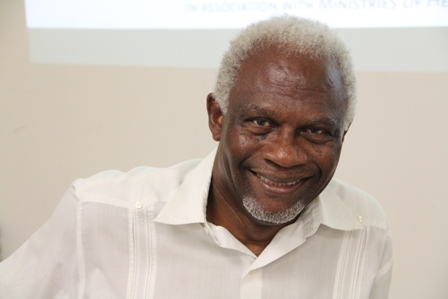 Emeritus Scientist with CAREC/PAHO and Joint IPCC Nobel Peace Prize Laureate 2007 Dr. Samuel C. Rawlins, PhD facilitator of the three-day Integrated Vector Management PAHO sponsored Workshop at the Llewellyn Newton Disaster Management Conference Room at Long Point, for Public Health Workers in St. Kitts and Nevis